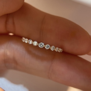 九十一篇 真钻 30分钻石渐变戒指18K黄金 实心 百搭钻石排戒 排钻