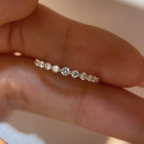 真钻30分渐变天然钻石排戒18K