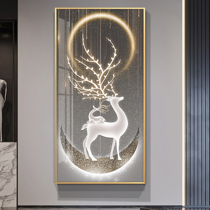 5d满钻新款招财麋鹿贴钻十字绣客厅玄关过道轻奢手工钻石绣装饰