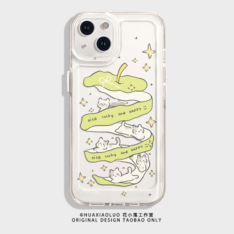 青苹果乐园~透明可爱猫咪iPhone15promax苹果14小米13华为pura70少女心mate60新款适用12荣耀200一加11手机壳