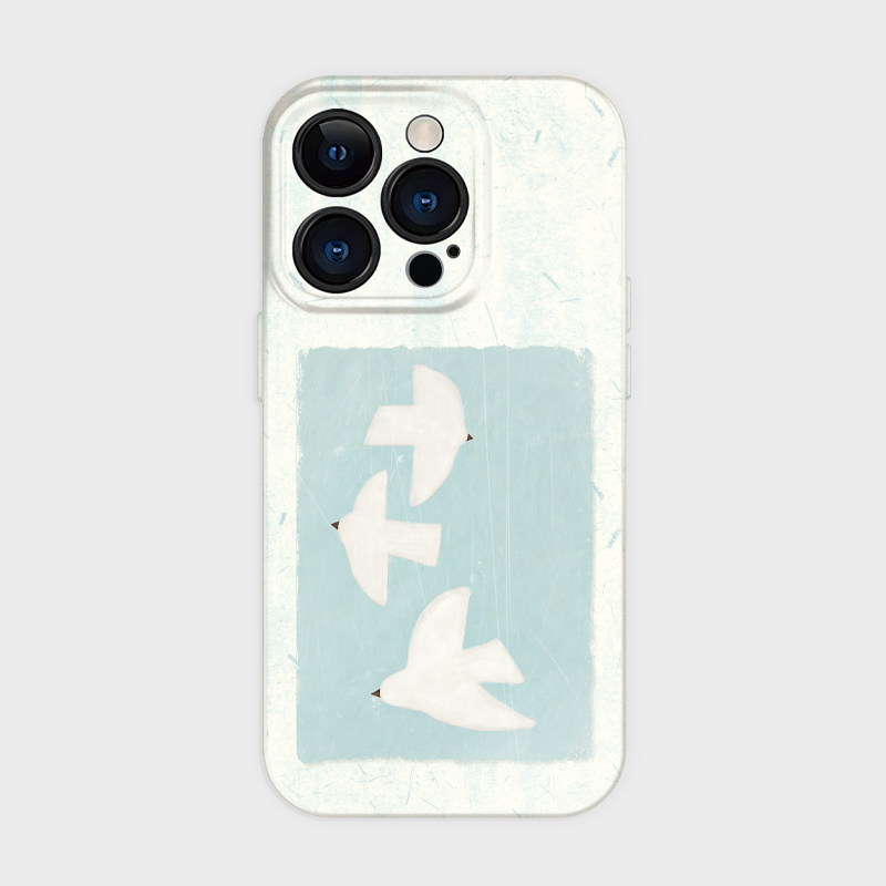 白鸟归途~适用iPhone苹果新品17promax手机壳保护套16小米15简约文艺高级感ins小众14华为pura70不会撞壳艺术图片