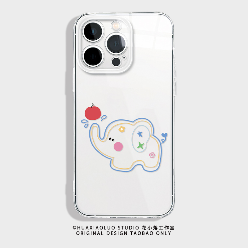 顽皮象~透明iphone苹果16promax小米15华为pura70/80pro小众极简线条14适用ins风可爱13少女心iqooneo9手机壳