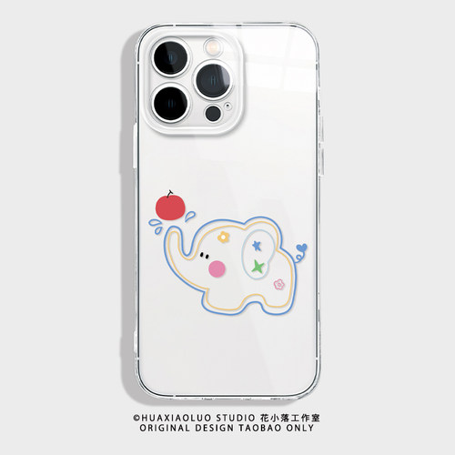 顽皮象~透明iphone苹果16promax小米15华为pura70/80pro小众极简线条14适用ins风可爱13少女心iqooneo9手机壳