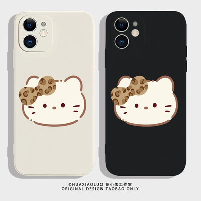 豹纹蝴蝶结~iPhone16promax苹果14小米15华为mate70pro新款p60女生可爱凯蒂猫oppo适用13荣耀50vivoS20手机壳