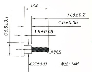 总长18.30MM DIY改装 M3弹簧螺丝 台阶螺杆 4元 散热器片扣具 4枚