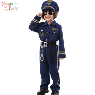 万圣节儿童演出服装Cos表演衣服化妆舞会公安小警察狱警角色扮演