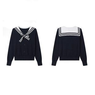 乐 专柜价629 10020 学院风套头条纹领边披肩领针织衫 348 语