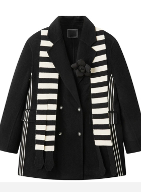 太系列秋季新款时尚撞色织带趣味双面呢大衣MZ4E51/A-34