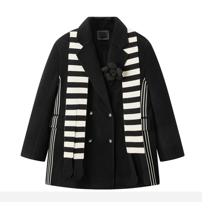 太系列秋季新款时尚撞色织带趣味双面呢大衣MZ4E51/A-34