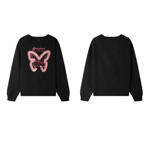 专柜价649【语】微弹字母数字文字花边圆领卫衣10248/天-99