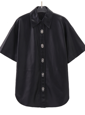 柜1499【摩系列】PU皮金属扣短袖衬衫 HT002/N--