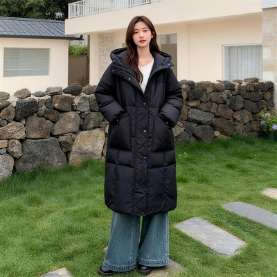 专柜价1899【栖】女装方袋连帽长款羽绒服440201264/代-39