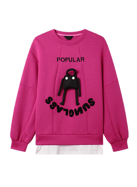 专柜价899【语】耐磨字母绣花下摆撞色拼接圆领卫衣10205/天-102