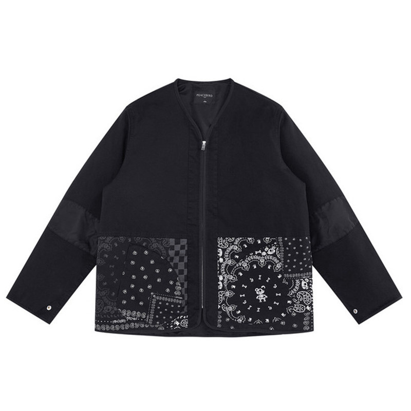 太系列剪标男装秋冬新款腰果花撞色夹克保暖棉服RU4298/T-192