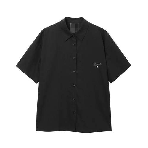太系列剪标卡通剪影印花衬衫夏季宽松翻领短袖休闲上衣XQ2591/N--