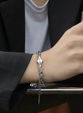 钛钢熔岩手链男潮高级感小众双层