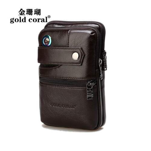 腰包男真皮多功能中老年挂包竖款7寸6寸5寸套穿皮带袋