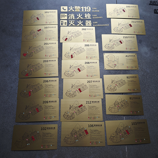 不锈钢消防疏散示意图应急安全紧急逃生路线指示图提示牌酒店客房