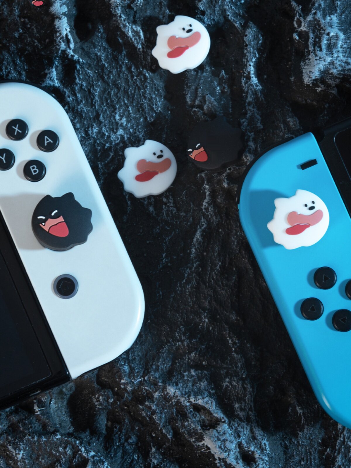 나는 정말로 닌텐도 스위치 유령 강아지 로커 캡 실리콘 버튼 캡 NS 핸들 보호 커버 OLED 액세서리를 원합니다