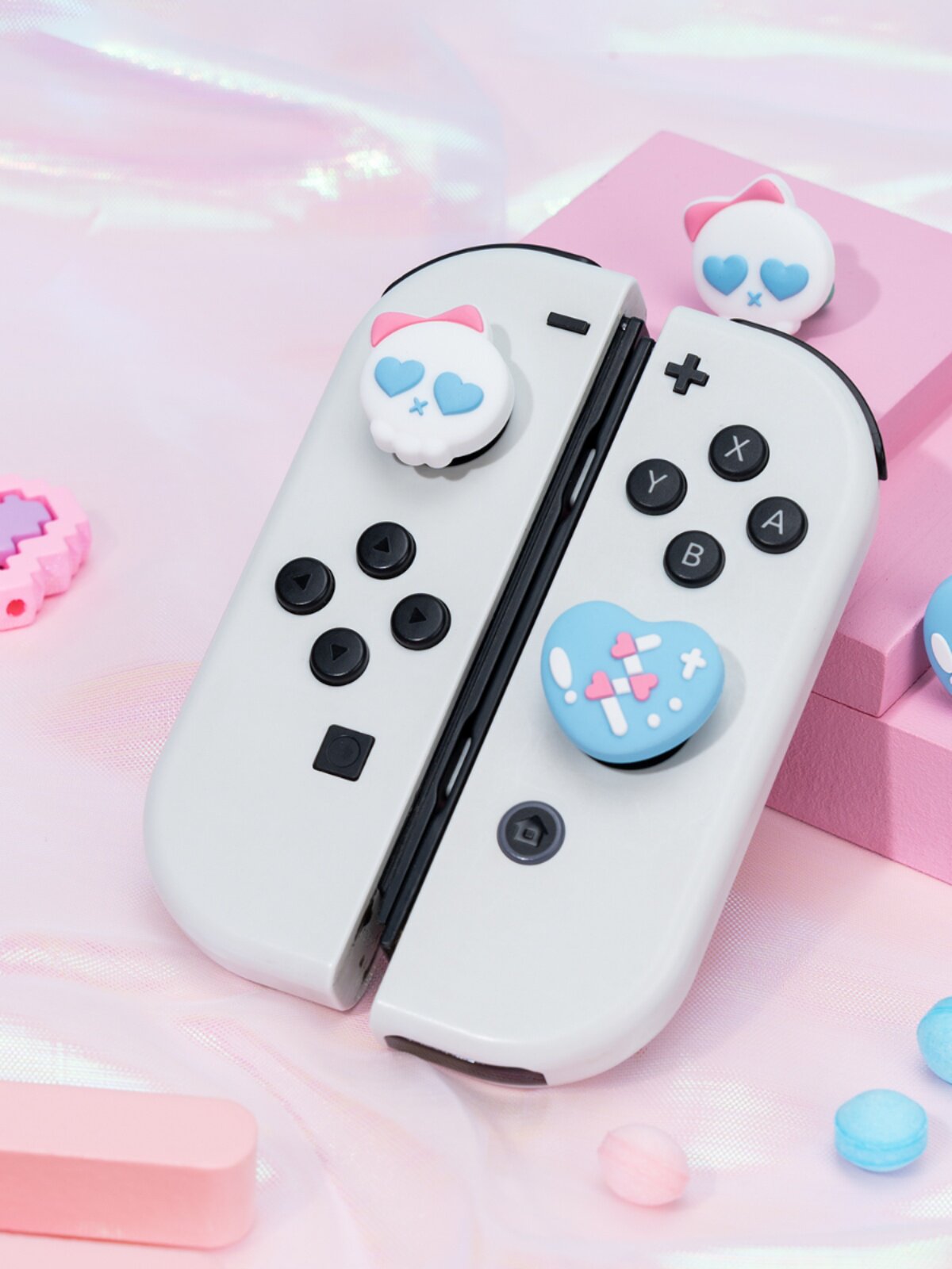 나는 정말로 닌텐도 스위치 로커 캡 펑크 해골 NS 핸들 실리콘 키캡 OLED 게임 콘솔 액세서리를 원합니다