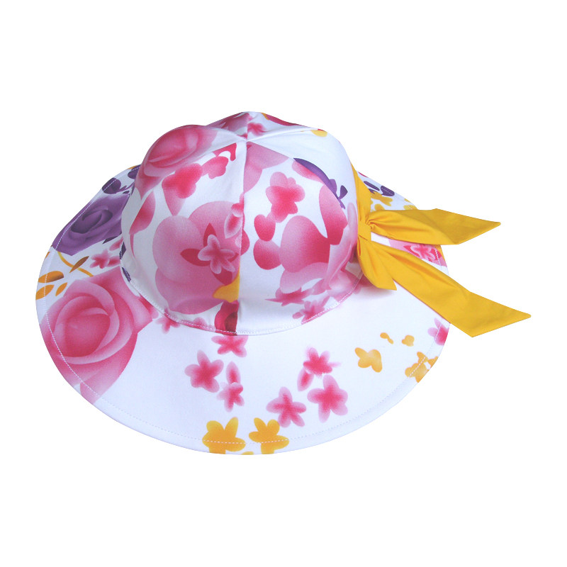 儿童遮阳帽女大沿沙滩帽宝宝渔夫帽蝴蝶结太阳帽户外春夏防晒帽子