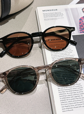 防紫外线椭圆形韩版男女复古墨镜