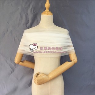 凯蒂 新款新娘一字领婚纱白色网纱软纱小披肩婚纱配饰蝴蝶结领子
