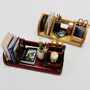 12分娃娃屋配件迷你桌面书架书本微缩场景模型道具装饰品仿真摆件