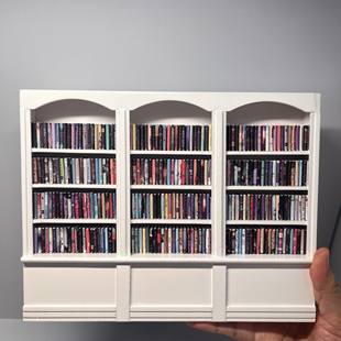 创意ob娃娃屋12分木质微缩书架子置物架收纳展示架迷你家具小模型