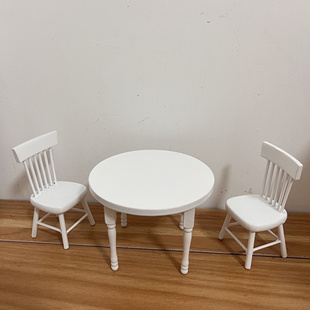 diy微缩娃娃屋食玩白色迷你12分家具场景模型木椅子套装餐桌配件