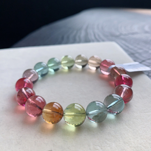 人鱼天然碧玺手链手串女款 单圈彩虹糖果仙女色高品质送礼物情侣款