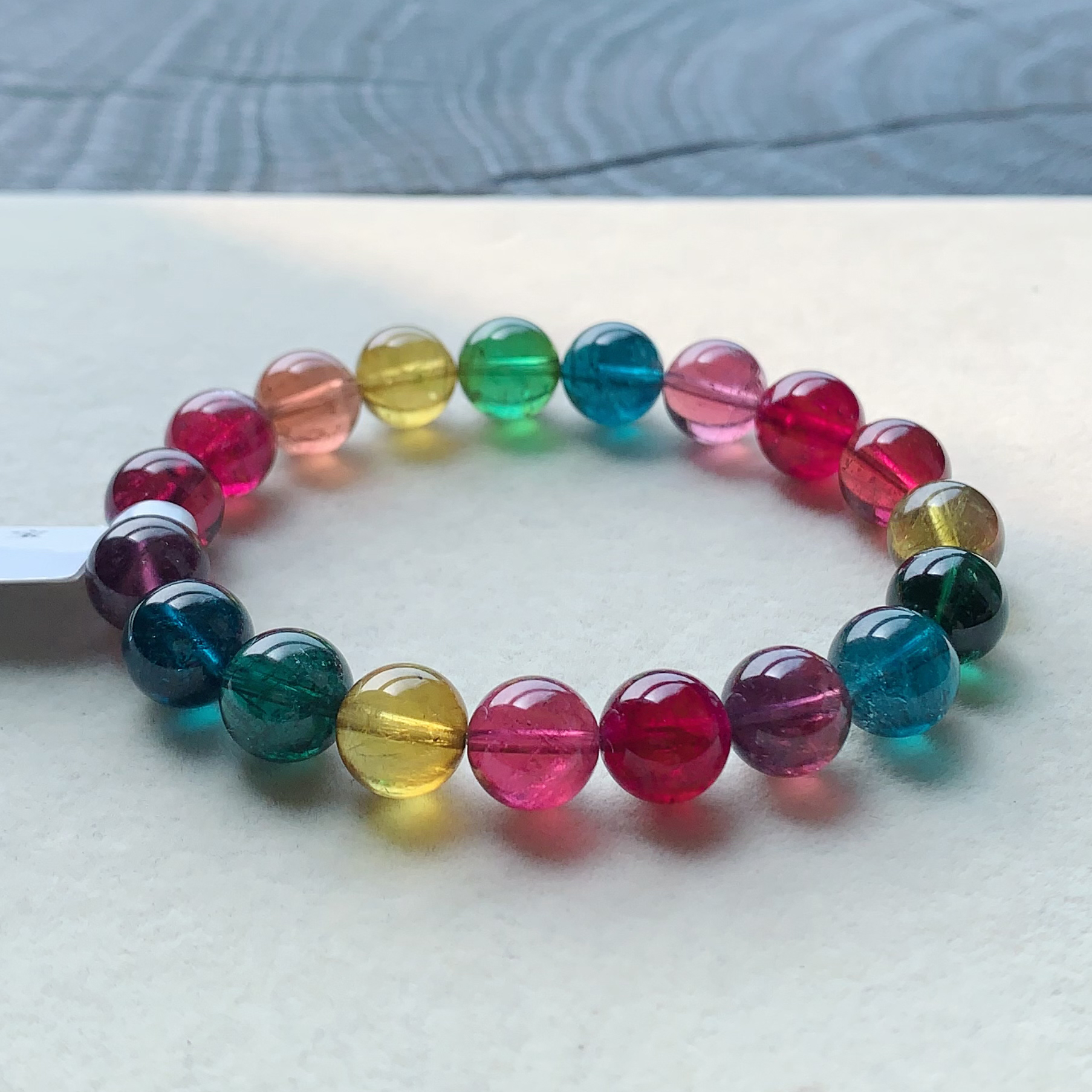 色标碧玺 嫣玺珠宝 巴西料老矿浓艳丽天然碧玺手链女手串彩虹糖果