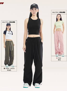 CYRM美式伞兵裤女2025秋季嘻哈街头跳舞复古运动裤宽松直筒休闲裤