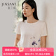 金三塔 女100%桑蚕丝宽松舒适T恤春夏女士新品 水墨印花 真丝小衫