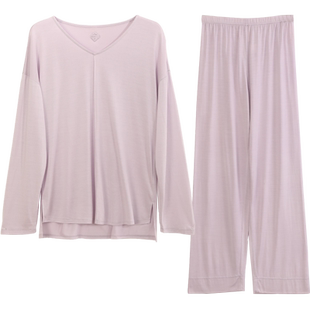 金三塔100%桑蚕丝睡衣女真丝针织衣裤套柔软透气家居服套装