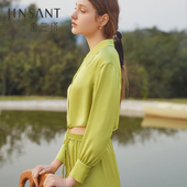 金三塔桑蚕丝弹力缎不易皱得真丝两穿式 家居服