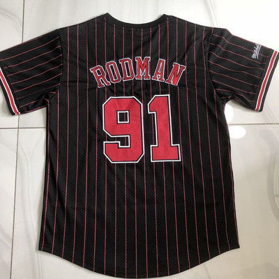 全刺绣公牛91号罗德曼球衣短袖