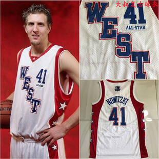全刺绣 04全明星小牛队41号德克诺维茨基球衣复古网眼白色篮球服