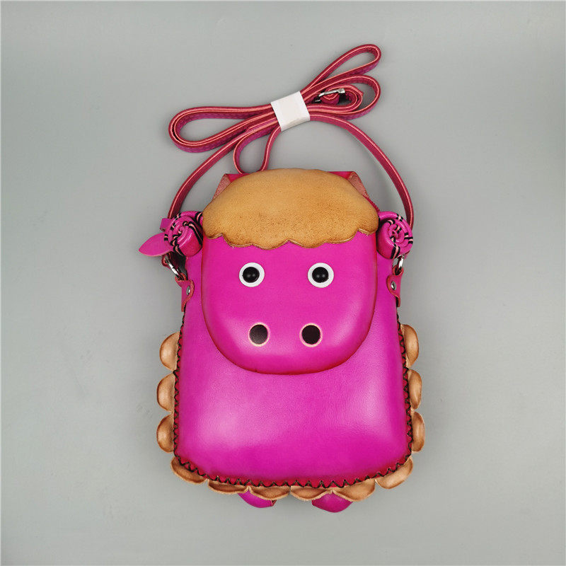 迷你斜挎包小包女真皮可爱卡通小绵羊手机小背包