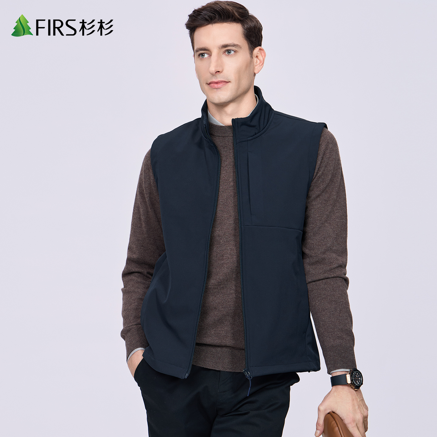 【软壳马甲】杉杉加绒立领夹克男2025秋冬新款通勤保暖无袖外套