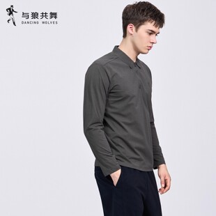 【速干】与狼共舞翻领半拉链长袖T恤男2026秋季新款户外运动Polo