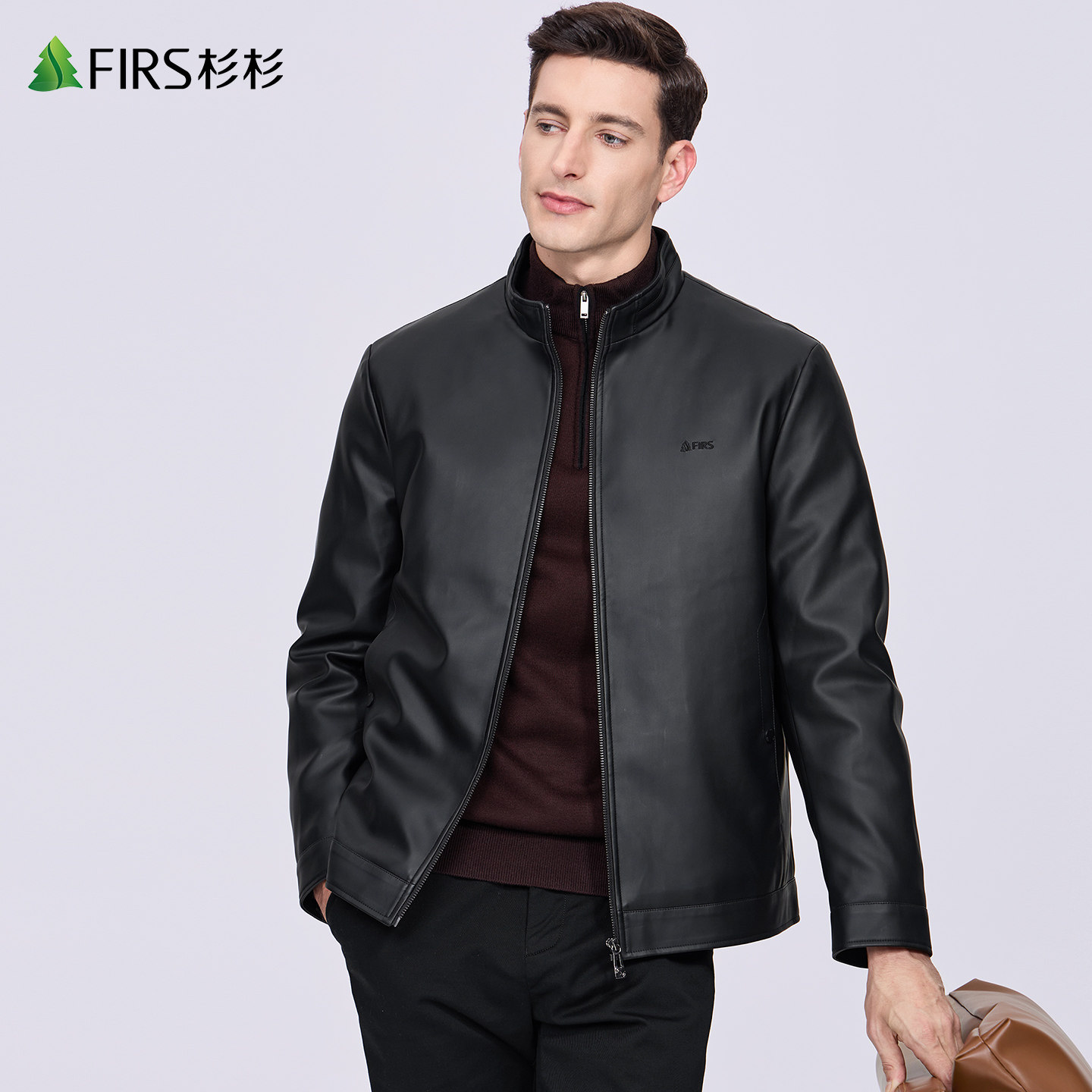 【加厚锁绒】杉杉立领皮衣羽绒服男2026冬季新款PU保暖防风外套