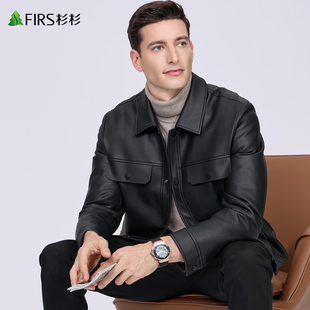 【羽绒内胆】杉杉皮衣夹克男2025冬季新款商务通勤保暖休闲外套