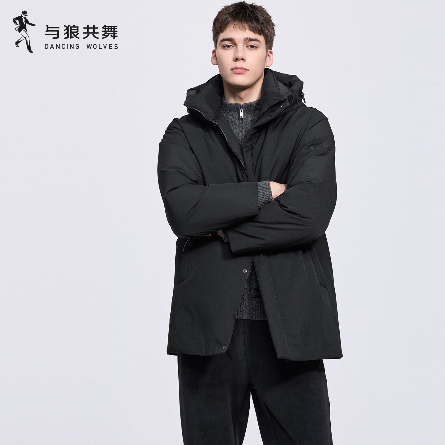 【连帽】与狼共舞中长款羽绒服