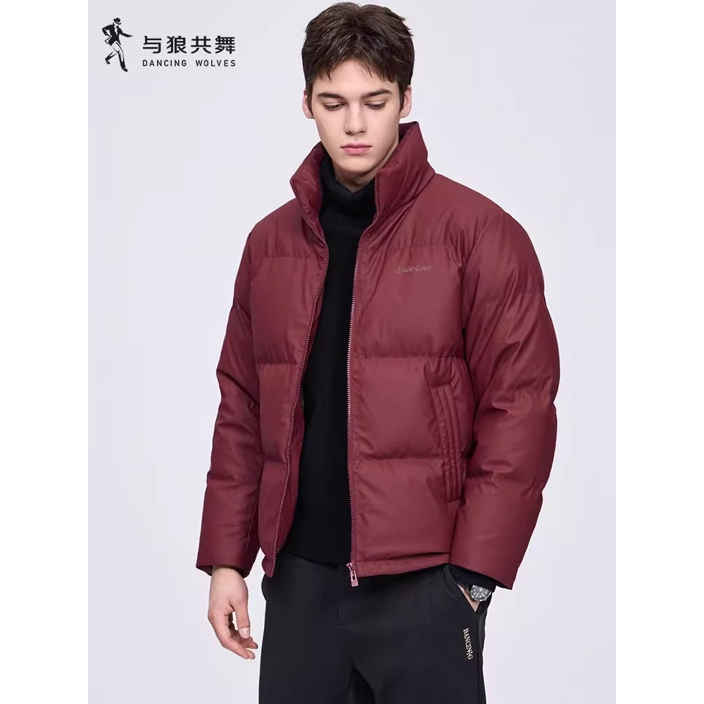 【大红色鹅绒】与狼共舞立领羽绒服男士2026冬季新款高充绒外套