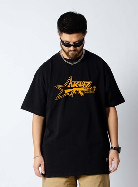 FunkyChoice美式嘻哈AK印花短袖T恤潮牌宽松oversize半袖上衣男女