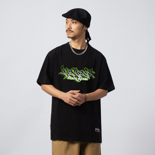 FunkyChoice夏季多色复古印花短袖字体T恤新款潮流美式街头男女