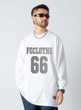 FunkyChoice3M反光字母印花圆领长袖T恤新款男女情侣高街宽松时尚