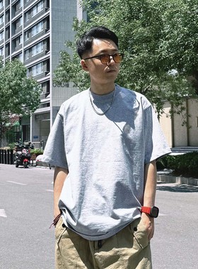 FunkyChoice宽松美式260g重磅纯棉纯色短袖净版T恤索罗娜打底男女