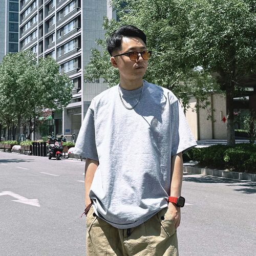 美式纯色短袖T恤男女同款